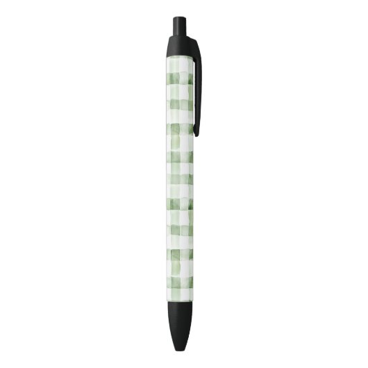 Green White Plaid Stripes Zwarte Inkt Pen (Achterkant (Verticaal))