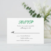 Green White Plain Simple Wedding RSVP-kaarten RSVP Kaartje (Staand voorkant)