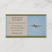 Green White Plane Agent Vliegtuigreisbureau Visitekaartje (Voorkant)