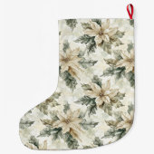 Green White Poinsettia Floral Christmas   Grote Kerstsok (Achterkant)