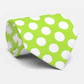 Green White Polka Dots - Necktie Stropdas (Opgerold)