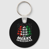 Green White Red Buffalo Plaid Merry Christmas Tree Sleutelhanger (Voorkant)