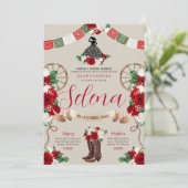 Green White Red Charro Quinceanera Papel Picado Kaart (Staand voorkant)