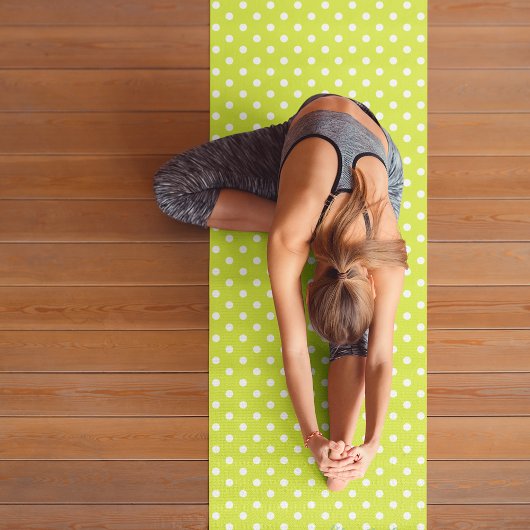 Green White Retro Polka Dots Monogram Oefening Yogamat