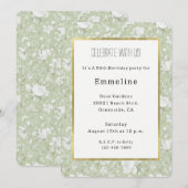 Green White Romantic Floral Birthday Kaart (Voorkant / Achterkant)