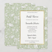 Green White Romantic Floral Bridal Shower  Kaart (Voorkant / Achterkant)