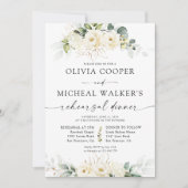 Green White Roses Repetitie diner uitnodiging (Voorkant)