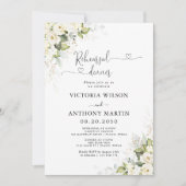 Green White Roses Repetitie diner uitnodiging (Voorkant)