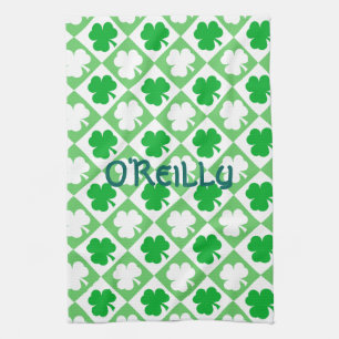 Green & White Shamrocks Name Irish Bar & Kitchen Theedoek
