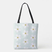 Green White Simple Daisy Gold Monogram Tote Bag (Achterkant)