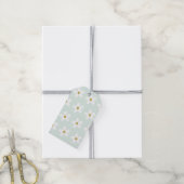 Green White Simple Daisy Gold Pattern Cadeaulabel (Met Touw)