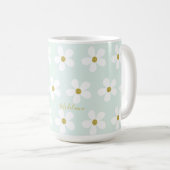 Green White Simple Daisy Gold Personal Koffiemok (Voorkant rechts)