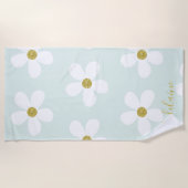 Green White Simple Daisy Gold Personal Strandlaken (Voorkant)