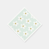 Green White Simple Daisy Pattern Gold Servet (Hoek)