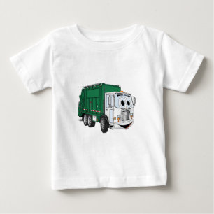 Green White Smiling Garbage Truck Cartoon