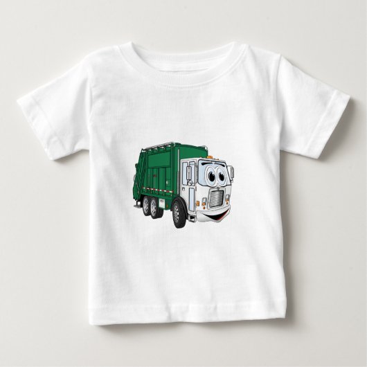 Green White Smiling Garbage Truck Cartoon (Voorkant)