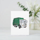 Green White Smiling Garbage Truck Cartoon Briefkaart (Staand voorkant)