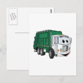 Green White Smiling Garbage Truck Cartoon Briefkaart (Voorkant / Achterkant)