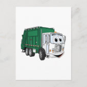 Green White Smiling Garbage Truck Cartoon Briefkaart (Voorkant)