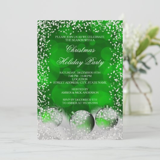 Green White Snow Bauble-kerstfeestdag Kaart (Staand voorkant)