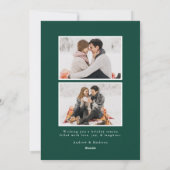 Green & White Snow Flurries Holiday-fotokaart Feestdagenkaart (Achterkant)