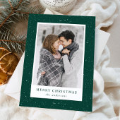 Green & White Snow Flurries Holiday-fotokaart Feestdagenkaart