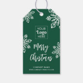 Green White Snowflake Company Logo Vrolijk Kerstfe Cadeaulabel (Voorkant)