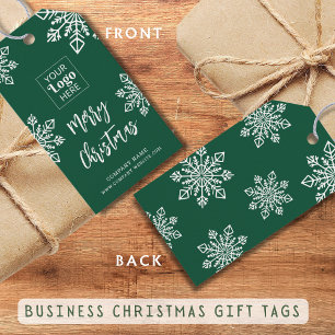 Green White Snowflake Company Logo Vrolijk Kerstfe Cadeaulabel