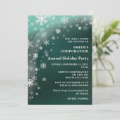 Green White Snowflakes Corporate Holiday Party Kaart (Staand voorkant)
