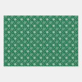 Green White Snowflakes Feestdagen kerst Inpakpapier Vel (Voorkant)