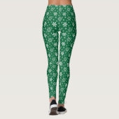 Green White Snowflakes Feestdagen kerst Leggings (Achterkant)