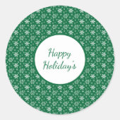 Green White Snowflakes Feestdagen kerst Ronde Sticker (Voorkant)