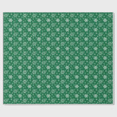 Green White Snowflakes Holiday Festive kerst Cadeaupapier (Vlak)
