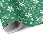 Green White Snowflakes Holiday Festive kerst Cadeaupapier (Rol Hoek)