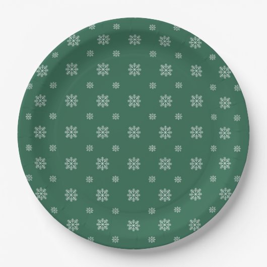 Green & White Snowflakes Simple Modern Christmas  Papieren Bordje (Voorkant)