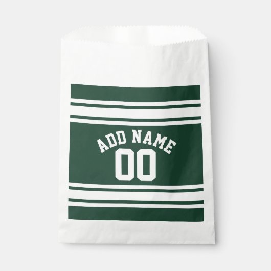 Green White Sports Jersey met naam en nummer Bedankzakje (Voorkant)