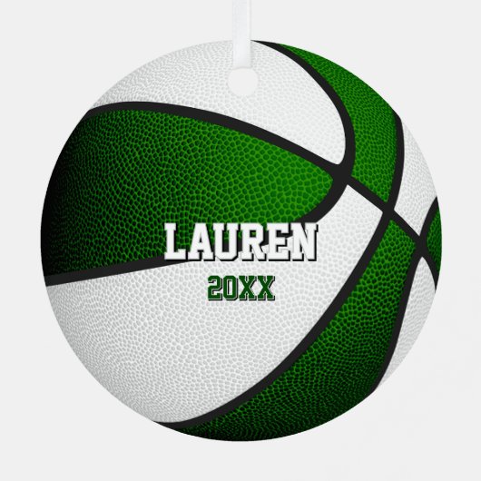 green white sports keepsake gifts basketball metalen ornament (Achterkant)