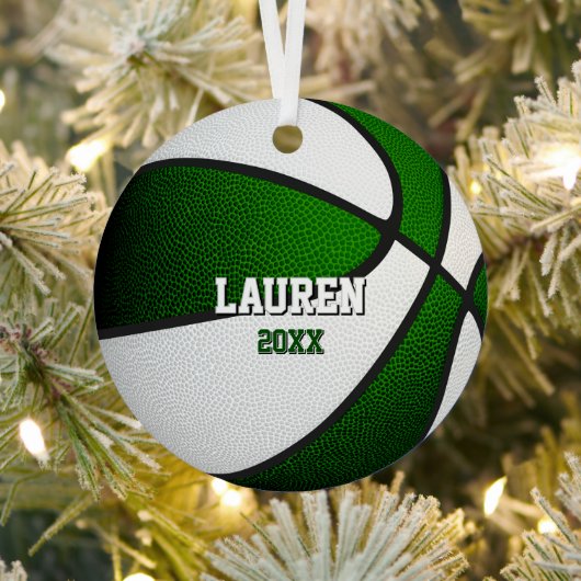 green white sports keepsake gifts basketball metalen ornament (Insitu)