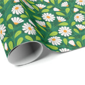 Green & White Spring Daisies & Vine Pattern Cadeaupapier (Rol Hoek)