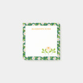 Green & White Spring Daisies & Vine Personalised Post-it® Notes (Voorkant)