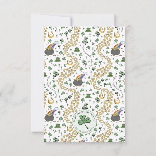 Green & White St Patricks Irish Thank You Card Bedankkaart (Achterkant)