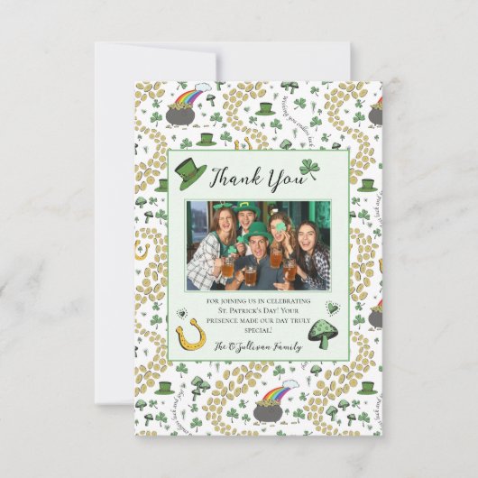 Green & White St Patricks Irish Thank You Card Bedankkaart (Voorkant)