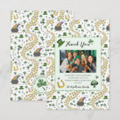 Green & White St Patricks Irish Thank You Card Bedankkaart (Voorkant / Achterkant)