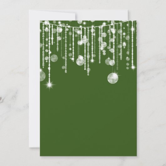 Green White String Lights Kerstfeest Kaart (Achterkant)