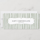 Green White Stripe Vintage Bow Gift Certificate (Voorkant)