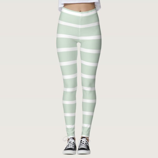 Green & White Striped Leggings  (Voorkant)