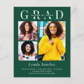 Green White Stripes 3 Photo Graduation Invitations (Voorkant)