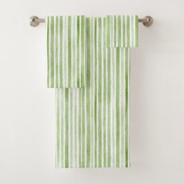 Green White Stripes Bad Handdoek