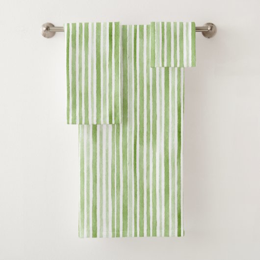 Green White Stripes Bad Handdoek (Insitu)