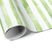 Green White Stripes Beach Verjaardag Cadeaupapier (Rol Hoek)